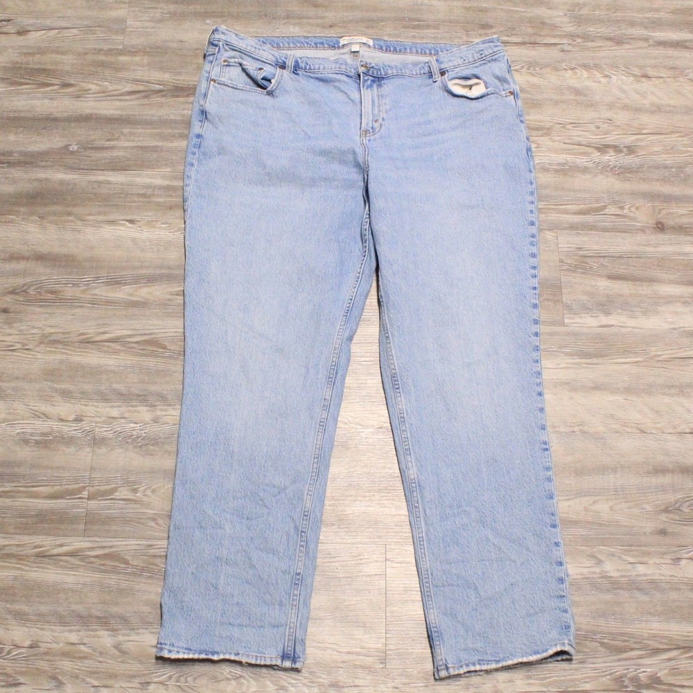 Abercrombie & Fitch Jeans Sz 35 Long Curve Love 90s Straight Mid Rise Light Wash